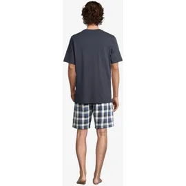 SCHIESSER Pyjama Night & Home Grau kariert / Blau 56