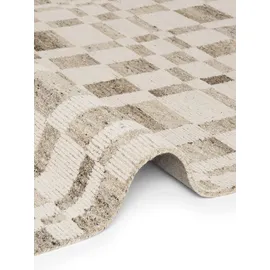 vikosa Structa, creme braun, B:200cm H:15mm L:300cm, Wolle, Teppiche, Handgemacht, Grafisch, Karo, Natur, Wolle, Wohnzimmer,Schlafzimmer