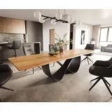 DeLife Esstisch Edge 300x100x4 Eiche Natur Infinity Metall Schwarz Live-Edge - Braun/Hellbraun