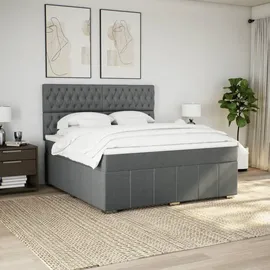 vidaXL Boxspringbett 180 x 200 cm Dunkelgrau