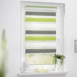 Lichtblick Duo Rollo / Doppelrollo Klemmfix 60 x 150 cm grün/grau/weiß