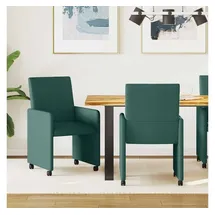vidaXL Esszimmerstuhl Stoff dunkelgrün 2er Set