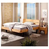 Lomadox Schlafzimmer-Set BRANTFORD-69, (Spar-Set, 3-tlg., Bettgestell Nachttische), Liegefläche 160x200, Holzkopfteil, Kiefer massiv eichefarben geölt braun 298 cm x 88 cm x 222 cm