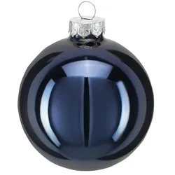 Weihnachtskugel, 6er Set , blau , Glas, Aluminium Ø: 8