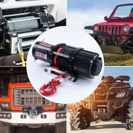Rotfuchs Elektrische Seilwinde 12 Volt - 4500 LBS Motorwinde Seilzug, Zugwinde mit Fernbedienung, Power Offroad Winde 2041 kg, ATV UTV kompatibel