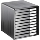 Rotho Timeless Schubladenbox / Bürobox mit 10 Schüben, Kunststoff (PS) BPA-frei, anthrazit, (34.5 x 29.0 x 32.0 cm)