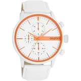 Oozoo OOZOO, weiß (weiß, weiß, orange), Armbanduhren, Herren, Armbanduhr, Herrenuhr, Edelstahlarmband, Chrono-Look
