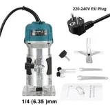 Elektrische Oberfräse - Holzfräse - Leistung 800 W - Drehzahl 30.000 U/min - Spannzange 6,35 mm - AC-Betrieb - EU‐Stecker