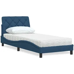 Bett mit Matratze Blau 90x200 cm Stoff