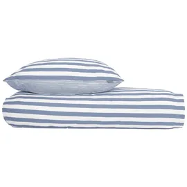 SCHIESSER Marie Gestreift Hellblau 135 x 200 cm + 80 x 80 cm