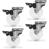 SOTECH 4 Stück Lenkrollen SWIFT Rollen-Ø 50 mm transparent mit Feststellfunktion, Transportrollen belastbar bis 140 kg (35 kg pro Möbelrolle), Höhe 64 mm