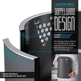 Arendo Wasserkocher 1,5 l Grau