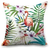 Kissenbezug 80x80 Tier Flamingo Grün Kopfkissenbezug 80x80 Sanft Baumwolle Leinen sofakissen mit Reißverschluss Dauerhaft Kissenbezüge 80x80 Knitterfreie Starke Atmungsaktivität Couchkissen 1 Pcs