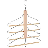 Relaxdays 3 x Mehrfach Kleiderbügel, Hellbraun,Silber