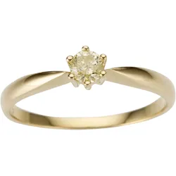 Solitärring FIRETTI "Schmuck Geschenk Gold 750 Damenring Verlobungsring Goldring Solitär" Gr. 17, gold (gelbgoldfarben), Fingerringe, Damen, 17, 0,2 ct LR = lupenrein, Gelbgold 585-Diamanten, Gelbgold 585, Diamanten, mit Brillant