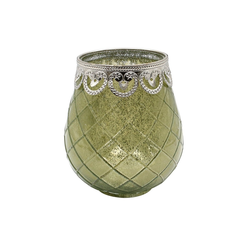 Dekohelden24 Kerzenständer Orientalische Designer Kerzenhalter, Größe und grün 16 cm