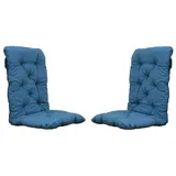 Ambiente Home Ambientehome 2er Set Auflagen Sitzkissen Sitzpolster Hochlehner, 120x50x8 cm blau/grau