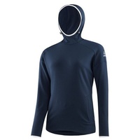 Löffler Kurzarmpullover Löffler Damen MIDLAYER HOODY MERINO-FLEECE Langarm blau 44