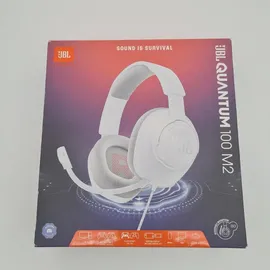 JBL Quantum 100M2 Kabelgebundenes Over-Ear Gaming Headset QuantumSOUND Signature, 3,5-mm-Klinke, Multi-Plattform-Kompatibilität und abnehmbarem Mikrofon mit Stummschaltungsoption, Weiß