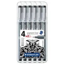 STAEDTLER pigment liner 308 Fineliner schwarz 0,05 + 0,1 + 0,3 + 0,5 + 0,8 mm, 6 St.