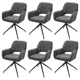 Mendler 6er-Set Esszimmerstuhl HWC-N74, Küchenstuhl, drehbar Auto-Return, Stoff Chenille (490g/m2) dunkelgrau