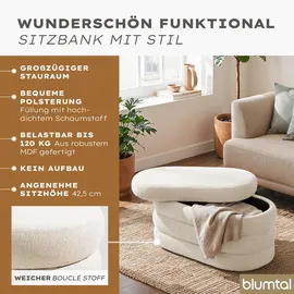 Blumtal Sitzhocker mit Stauraum Bouclé 42 x 42,5 x 76 cm Beige