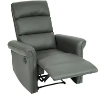 Mendler Relaxsessel Sessel Liegesessel, Liegefunktion verstellbar Kunstleder ~ grau