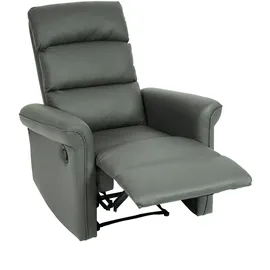 Mendler Relaxsessel Sessel Liegesessel, Liegefunktion verstellbar Kunstleder ~ grau