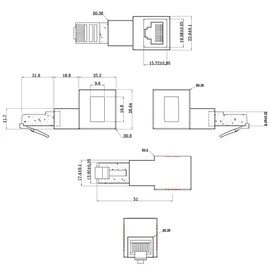 InLine Patchkabel-Adapter Cat.6A RJ45 Stecker/Buchse 90° nach unten gewinkelt