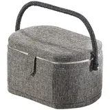 Kobolo Nähkorb Nähkästchen - grau - oval - Stoff - 29x20x16 cm grau 28 cm x 16 cm x 20 cm