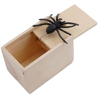 PLGEBR Hölzerne Streichspinne, versteckt im Koffer, Spinnen-Streichbox, praktische Überraschungs-Scherzboxen, Halloween-Geschenkbox für Erwachsene und Kinder