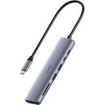 Cudy USB C HUB 7-in-1 Multiport Adapter mit 4K HDMI, UH407 - Hub - Router - Grau/Silber