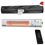 Heizstrahler Terrasse, Infrarotstrahler 2000W, Wärmestrahler Terrasse Elektrisch mit 3 Heizstufen, Wandmontage, IP65 Wasserdicht, Infrarot Terrassenheizer für Garten Terrasse & Balkon, Silber