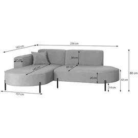 Fun Möbel Ecksofa Stoff 2-Sitzer Dunkelgrün