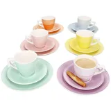Mambocat Spring 18tlg Kaffeeservice Steingut 6 Personen bunt Tassen Untertassen Teller