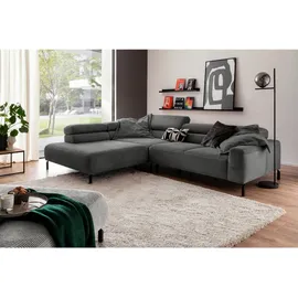 KAWOLA Sofa DELIA Ecksofa Cord grau Recamiere links - Grau