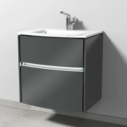 Sanipa Waschtischunterschrank „Twiga“ 615 × 605 × 459 mm in Anthrazit (glanz), mit Beleuchtung