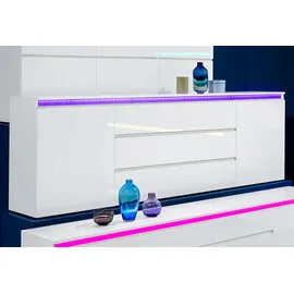 Home Affaire Sideboard 240 x 81 x 40 cm Weiß hochglanz lackiert