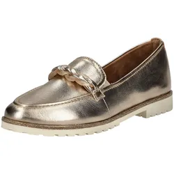 Slipper TAMARIS "Tamaris Slipper Leder", Damen, Gr. 38, braun (bronze), Leder, casual, Schuhe