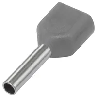 TRU Components 1091314 Zwillings-Aderendhülse 2.5 mm2 Teilisoliert Grau 100
