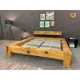 Möbel Specht Massivholzbett Tender Eiche (Balkenbett, Eiche sägerau), 20x20cm Balken