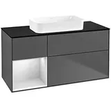 Villeroy & Boch Finion Waschtischunterschrank F702MTGK 120x60,3x50,1cm, Regal links White matt lacquer, Anthracite matt