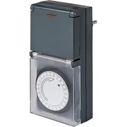 Zeitschaltuhr MZ 44, mechanische Timer-Steckdose, IP44, Kindersicherung, schwarz