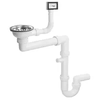 Bruckner Spülbecken-Siphon raumsparend, mit Überlauf und Anschluss 6/4", DN40, Weiß