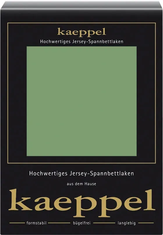 Spannbettlaken KAEPPEL "Single Jersey Mako Elasthan", grün (olive), L:200cm, Jersey-Elasthan, Obermaterial: 97% Baumwolle, 3% Elasthan, Bettlaken, aus 97% Baumwolle und 3% Elasthan