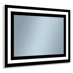 Casa Padrino Luxus Badezimmer Spiegel Schwarz 80 x 2,8 x H. 60 cm - Rechteckiger Wandspiegel mit LED Beleuchtung - Badezimmer Möbel - Badezimmer Accessoires - Luxus Möbel