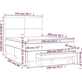 vidaXL Boxspringbett 140 x 200 cm Hellgrau