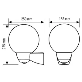ESYLUX Außenwandleuchte Glas Kunststoff 21,4 cm mit Bewegungsmelder schwarz