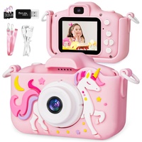 Ainiv Kinder Kamera, 2.0”Display Digitalkamera Kinder, Einhorn Kinderkamera, Weihnachten Geburtstag Geschenke für Mädchen Jungen Alter 3-12, 1080P HD Anti-Drop Fotoapparat Kinder für Spielzeug (Rosa)