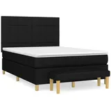 vidaXL Boxspringbett mit Matratze Schwarz 140x200 cm Stoff